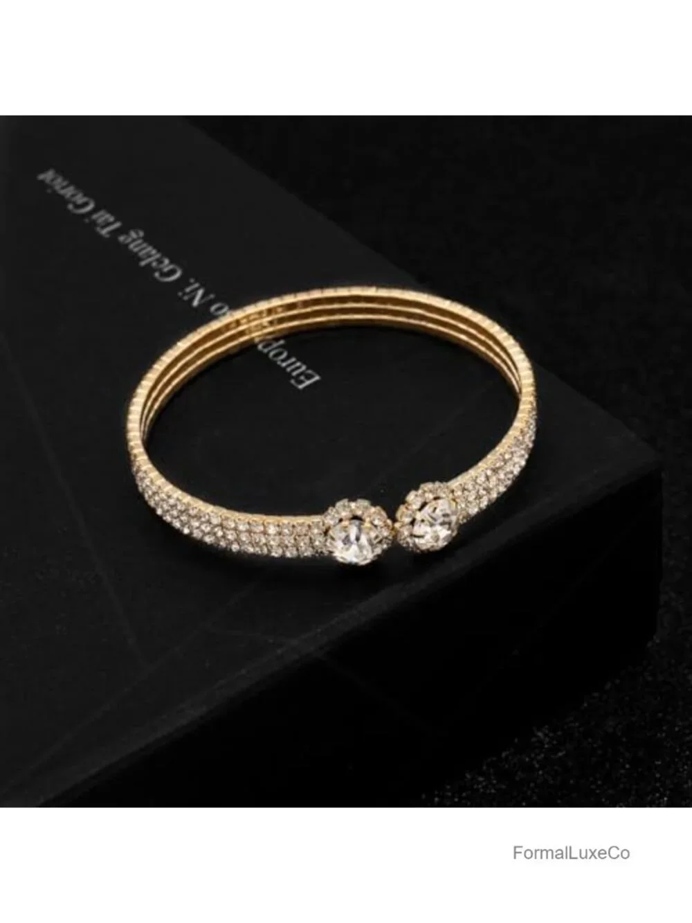 Rhinestone Tennis Cuff Bracelet for Women Crystal Bridal Bangle - Flexible